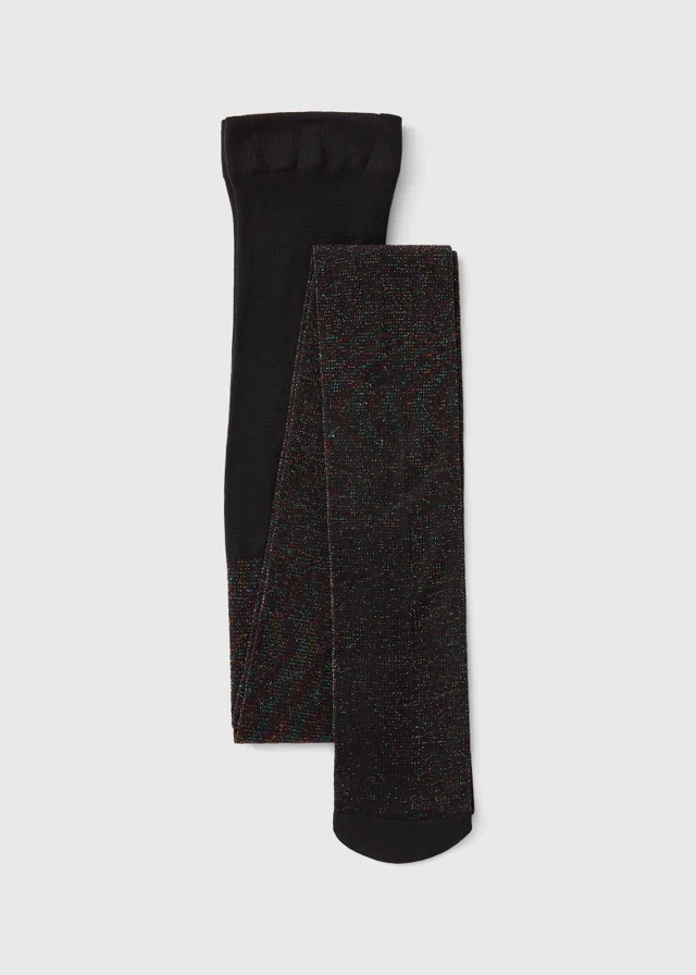 Girls Black Glitter Tights (2-11yrs)