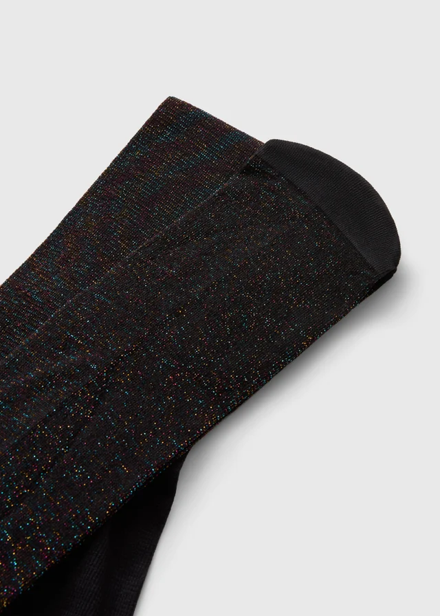 Girls Black Glitter Tights (2-11yrs)