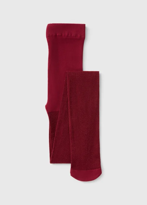 Girls Red Glitter Tights (2-11 Yrs) - 2-3 Yrs Image 1