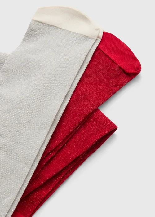 2 Pack Girls Red/Cream Christmas Tights (2-11 Yrs) - 2-3 Yrs Image 2