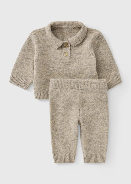 Boys Brown Smart Collar Knitted Set (0-23mths) - Up to 1 Month Image 1