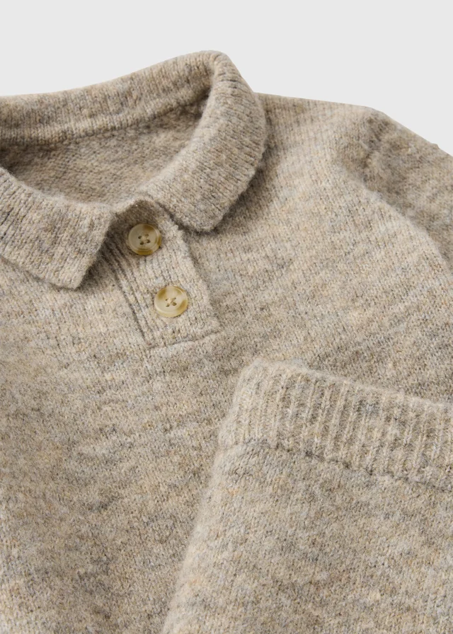 Boys Brown Smart Collar Knitted Set (0-23mths)