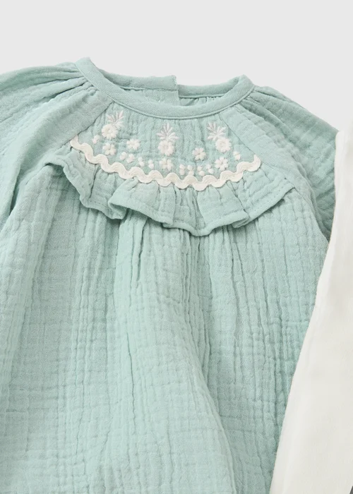 Girls’ Mint Green 2-Piece Dress & Tights Set (0-23 mths) - Up to 1 Month Image 2