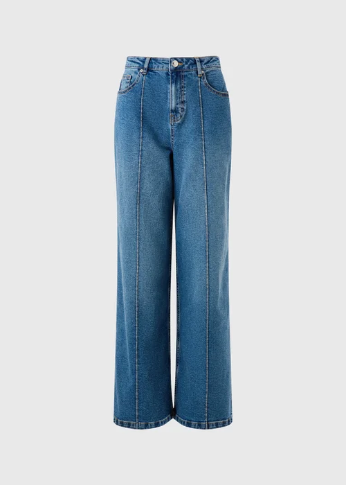 Midwash Exposed Seam Wide leg Jeans - 24/L29 Image 5