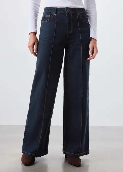 Indigo Exposed Seam Wide Leg Jeans - 24/L29 Image 4