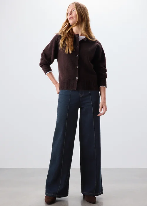 Indigo Exposed Seam Wide Leg Jeans - 24/L29 Image 2