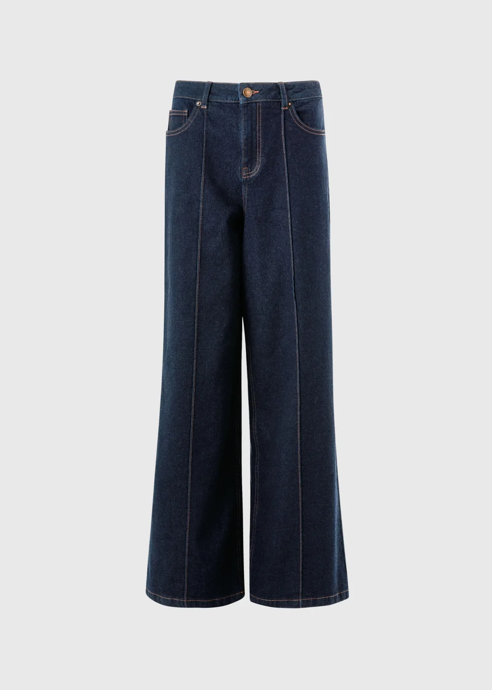 Indigo Exposed Seam Wide Leg Jeans - 24/L29 Image 5