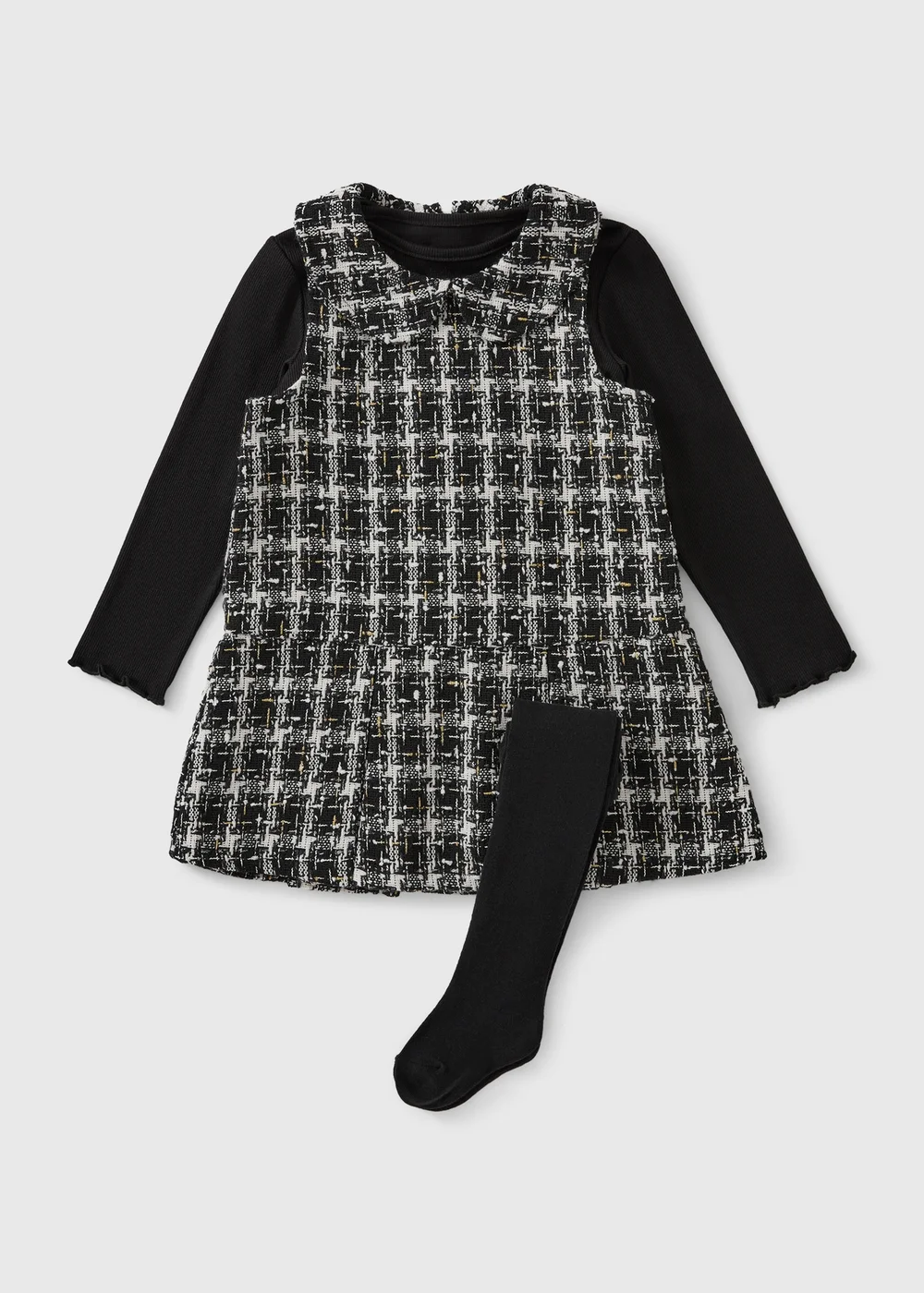 Girls Black Boucle Pinafore Set (1-8yrs) - 1-1.5 Yrs Image 1