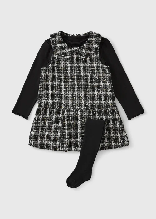 Girls Black Boucle Pinafore Set (1-8yrs) - 1-1.5 Yrs Image 1