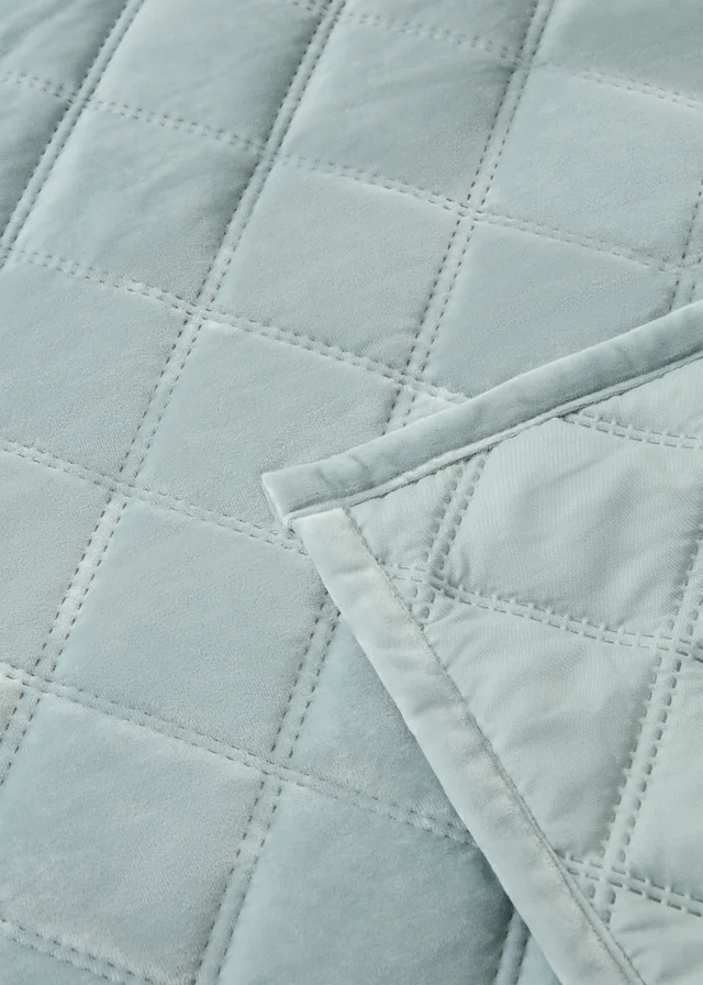 Blue Washed Velvet Bedspread