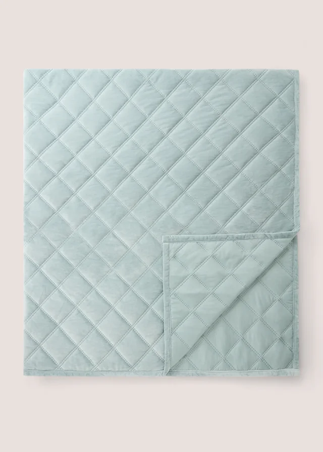 Blue Washed Velvet Bedspread