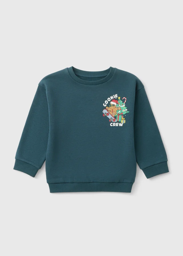 Boys Green Christmas Cookie Sweatshirt (1-7yrs)