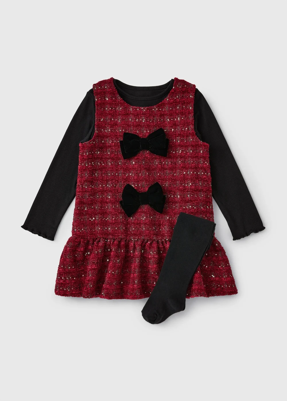 Girls Red Boucle Pinafore Set (1-8yrs) - 1-1.5 Yrs Image 1