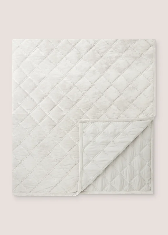 Grey Washed Velvet Bedspread