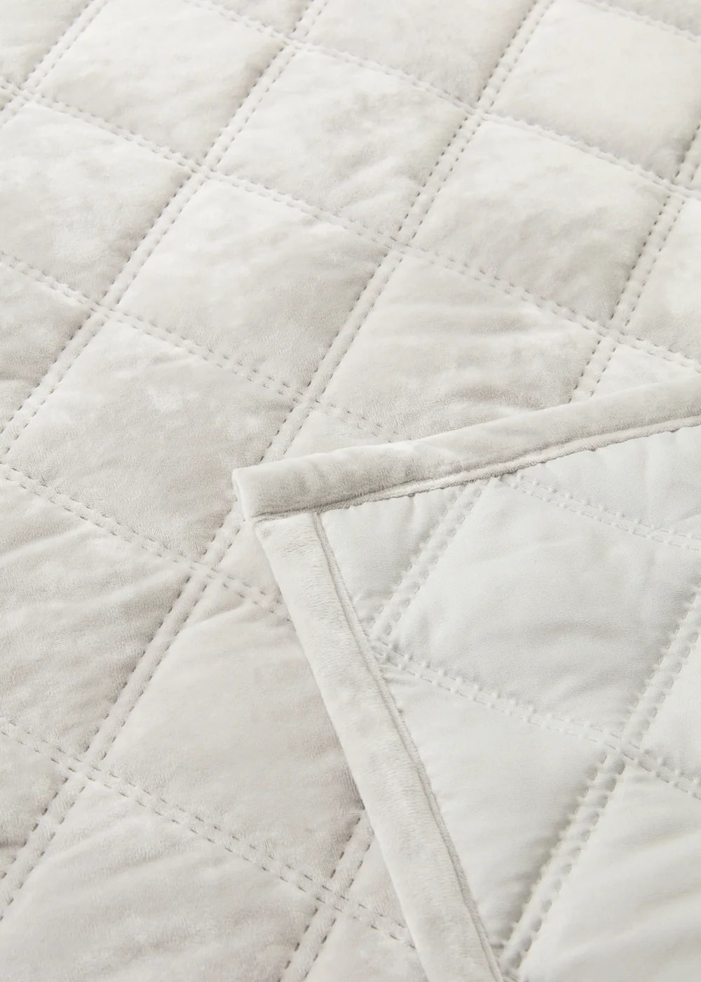 Grey Washed Velvet Bedspread Image 2