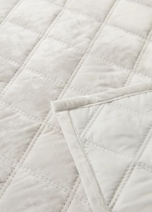 Grey Washed Velvet Bedspread Image 2