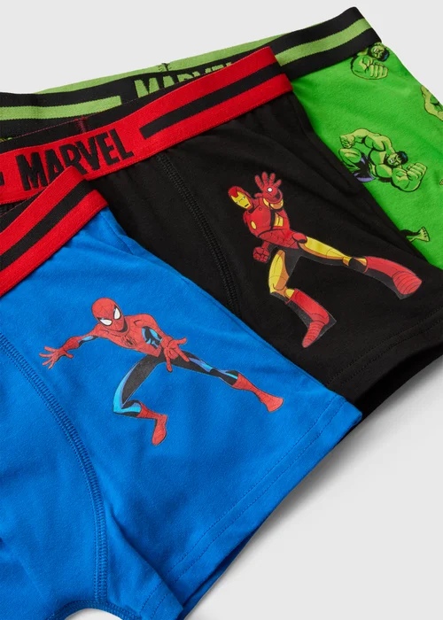 3 Pack Boys Marvel Multicoloured Trunks (4-13 yrs) - 4-5 Yrs Image 2