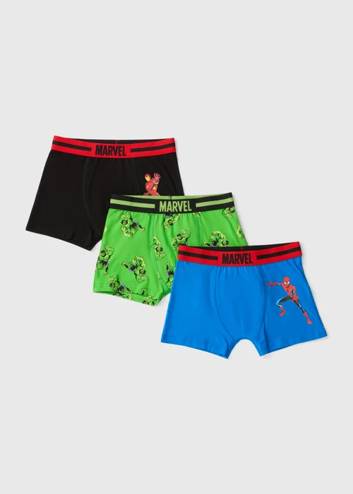 3 Pack Boys Marvel Multicoloured Trunks (4-13 yrs) - 4-5 Yrs Image 1
