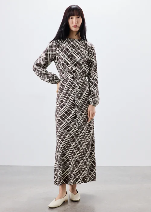 Black Checked Lace Trim Dress - 8 Image 1