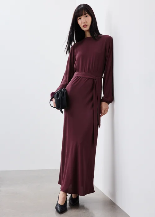 Wine Lace Trim Midaxi Dress - 8 Image 1