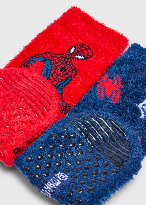 Spider Man 2 Pack Cosy Fluffy Socks (Younger 3-12) - 3-5.5 Image 2