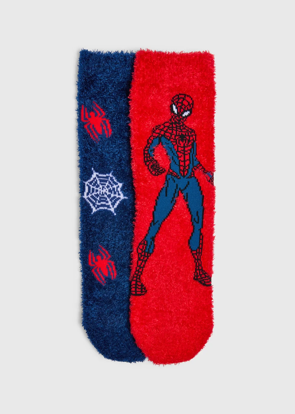 Spider Man 2 Pack Cosy Fluffy Socks (Younger 3-12) - 3-5.5 Image 1