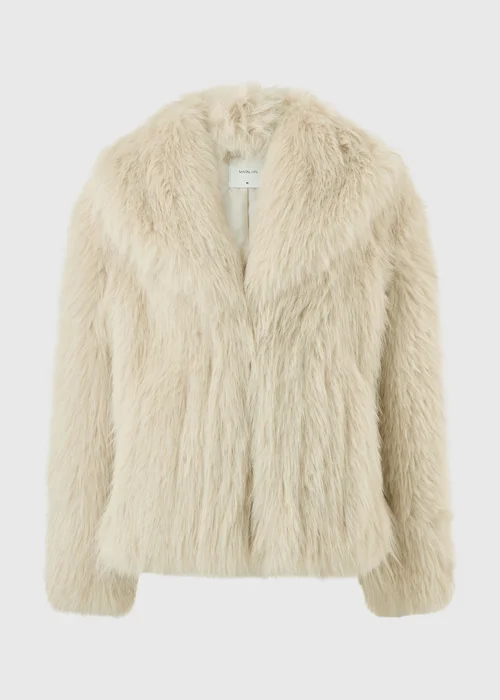 Cream Faux Fur Collared Coat - S Image 5