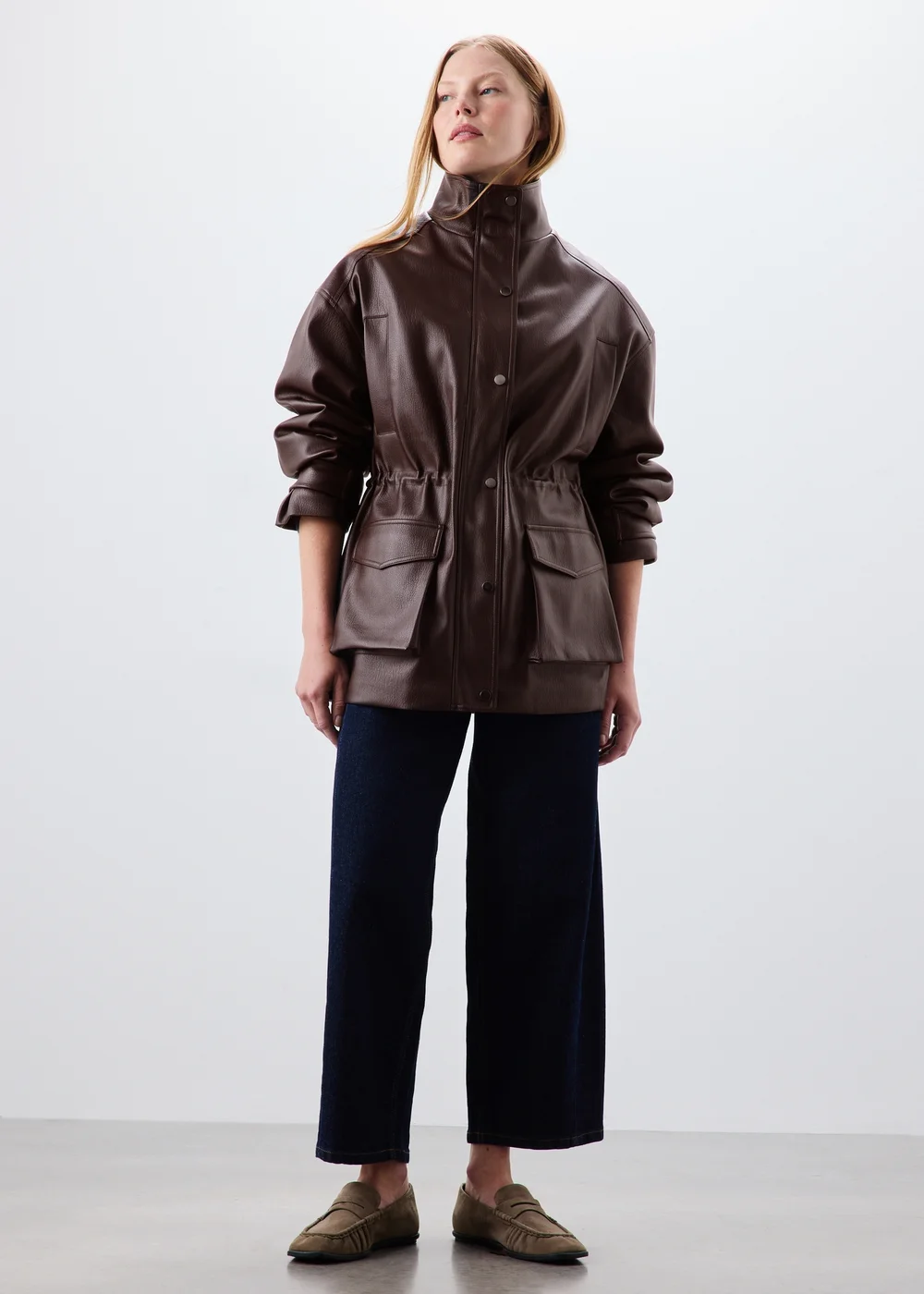Raisin PU Funnel Neck Barn Jacket - 8 Image 2