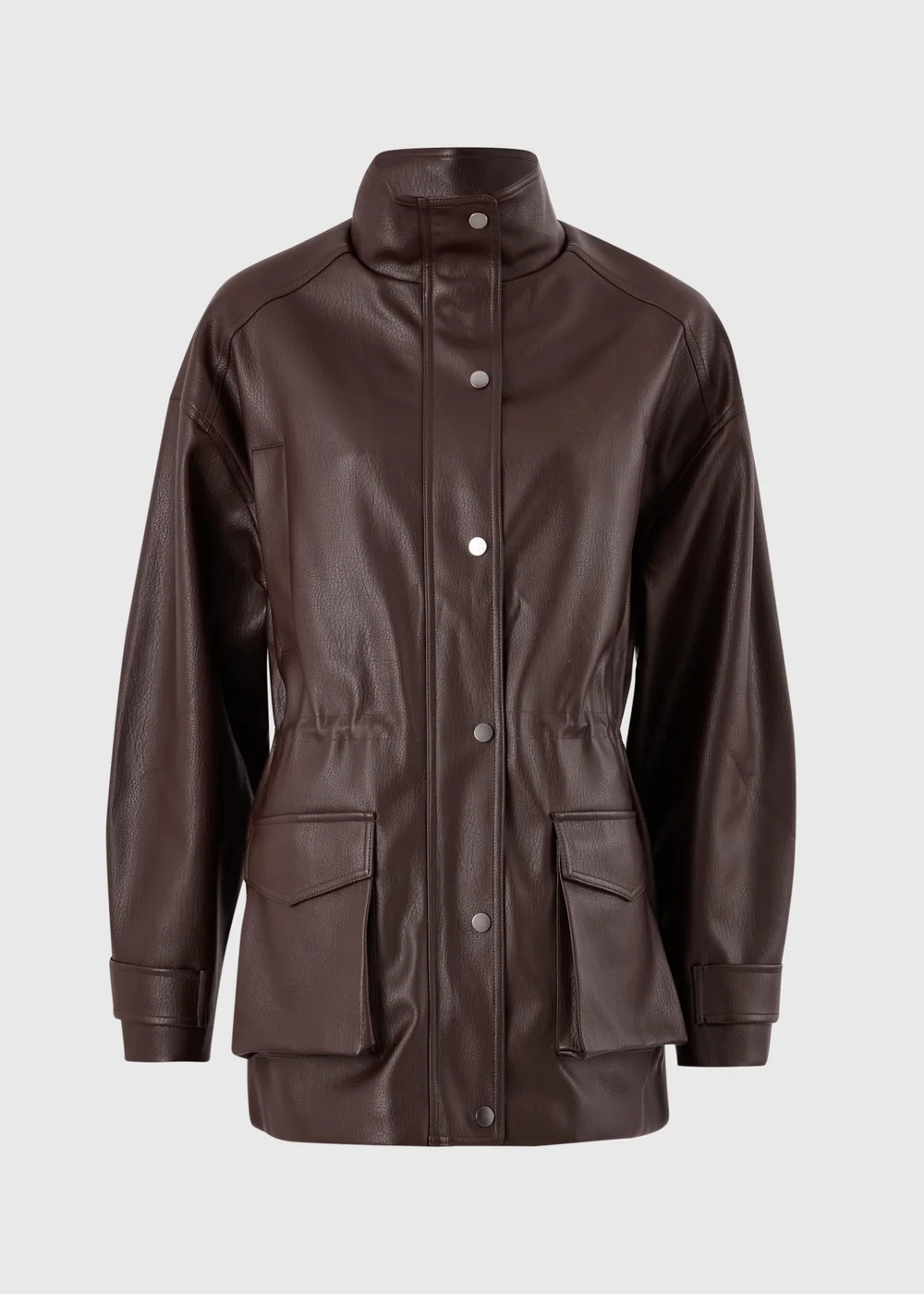 Raisin PU Funnel Neck Barn Jacket - 8 Image 4