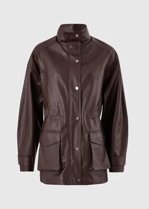 Raisin PU Funnel Neck Barn Jacket - 8 Image 4
