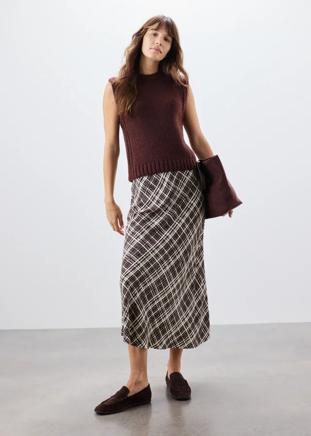 Black Check Co Ord Midaxi Skirt