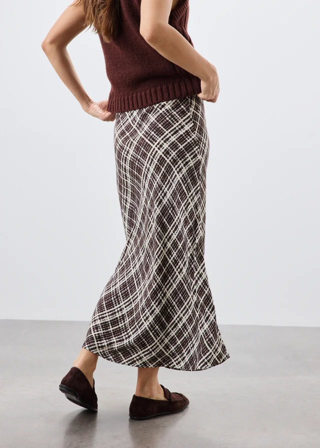 Black Check Co Ord Midaxi Skirt