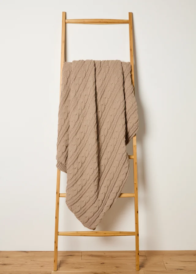 Beige Knitted Throw