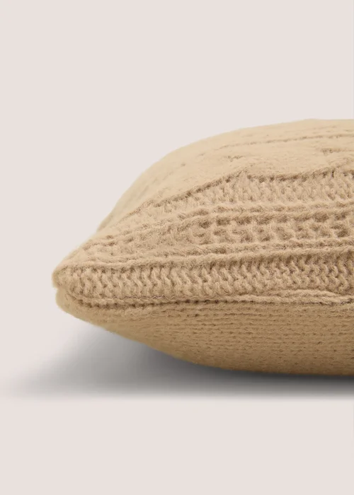 Natural Chunky Knit Cushion Image 2