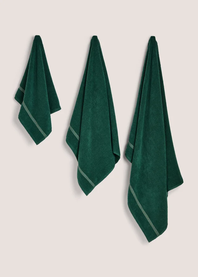 Dark Green Border Stitch Towel