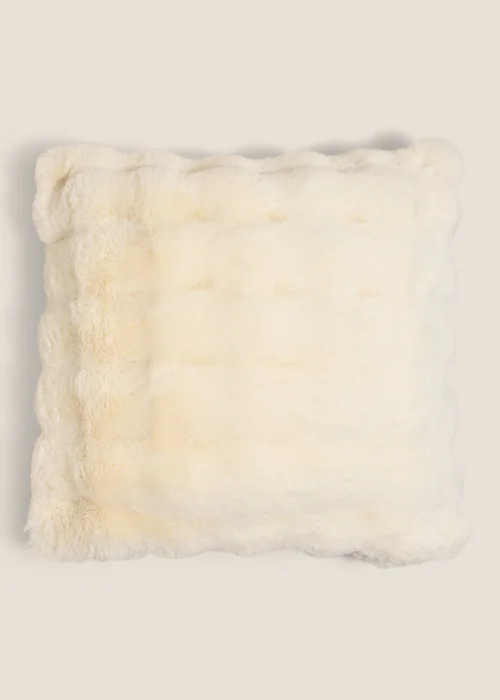 Cream Bubble Faux Fur Cushion Image 1