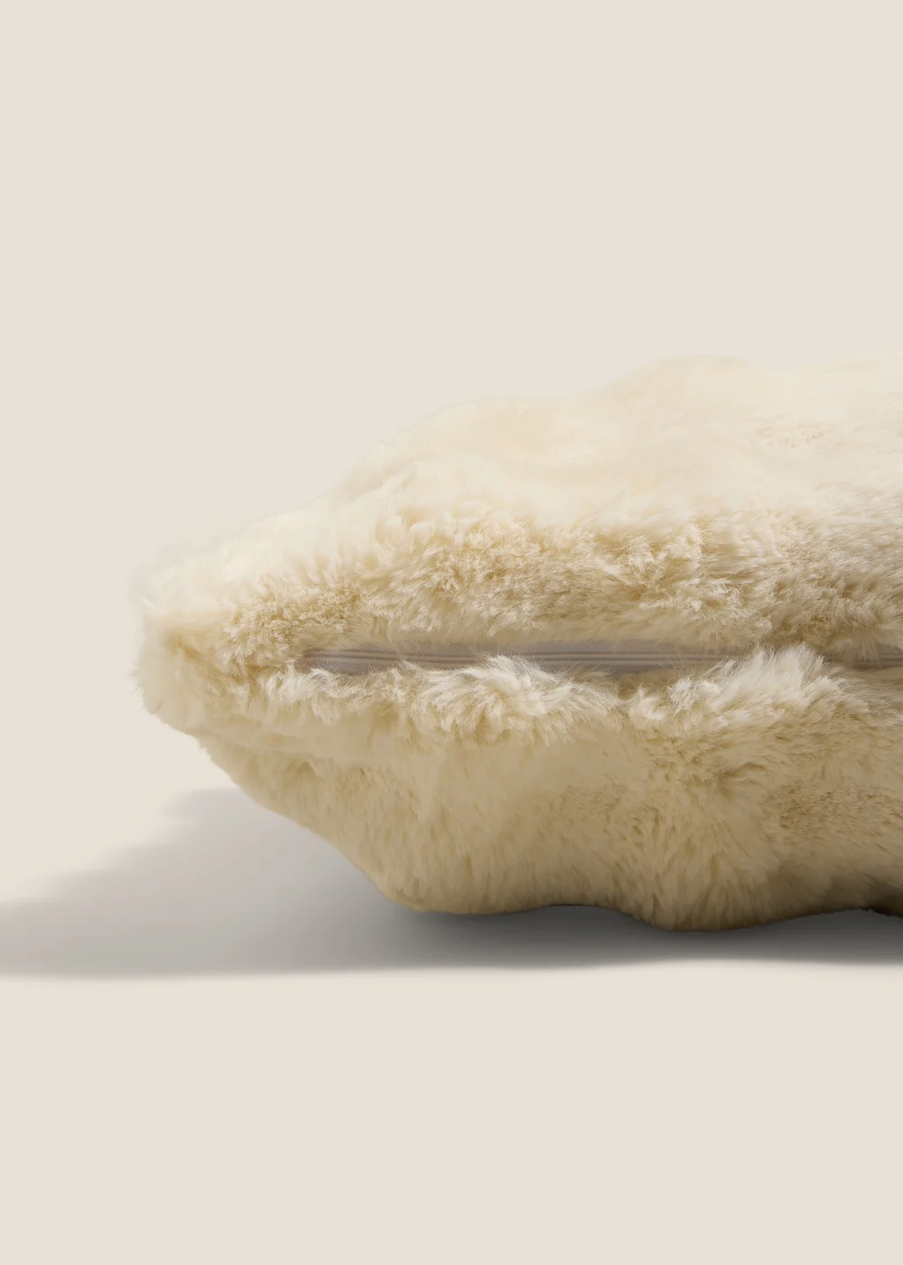 Cream Bubble Faux Fur Cushion Image 2