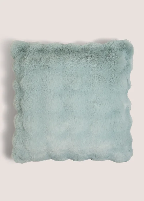 Blue Bubble Faux Fur Cushion Image 1