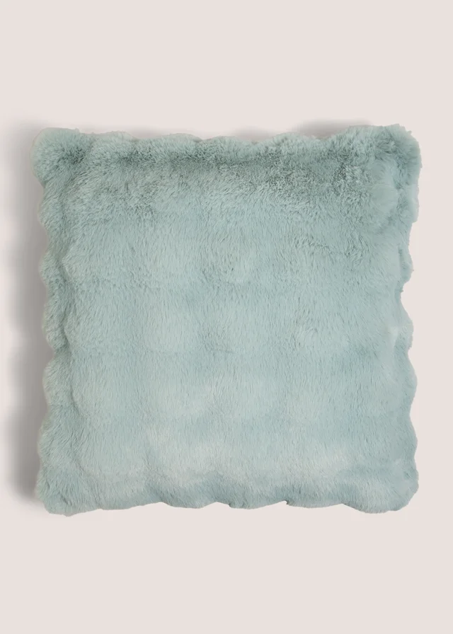 Blue Bubble Faux Fur Cushion