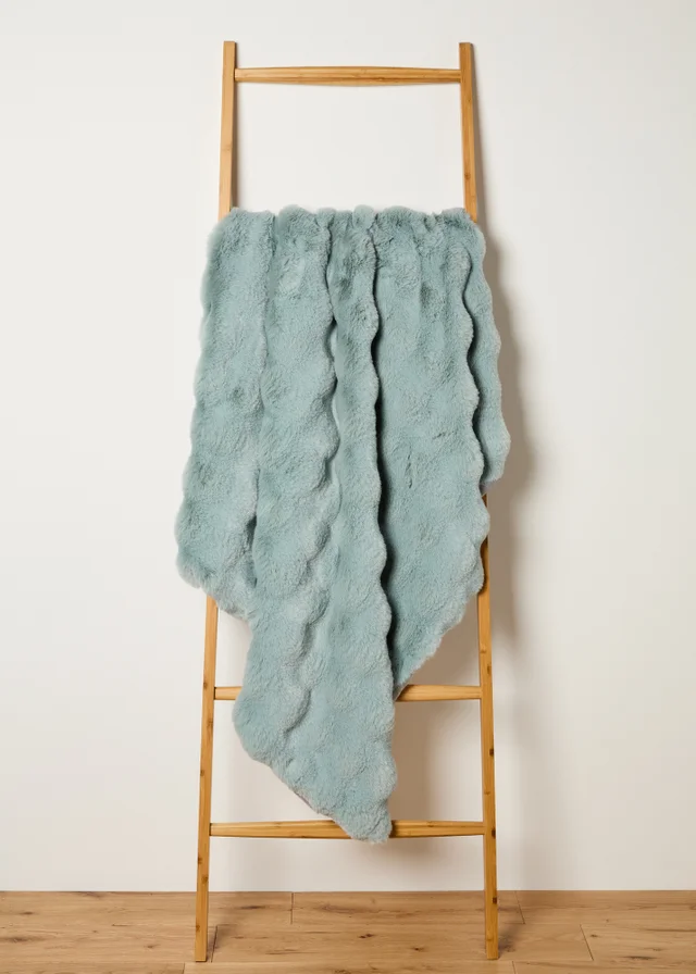 Blue Bubble Faux Fur Throw