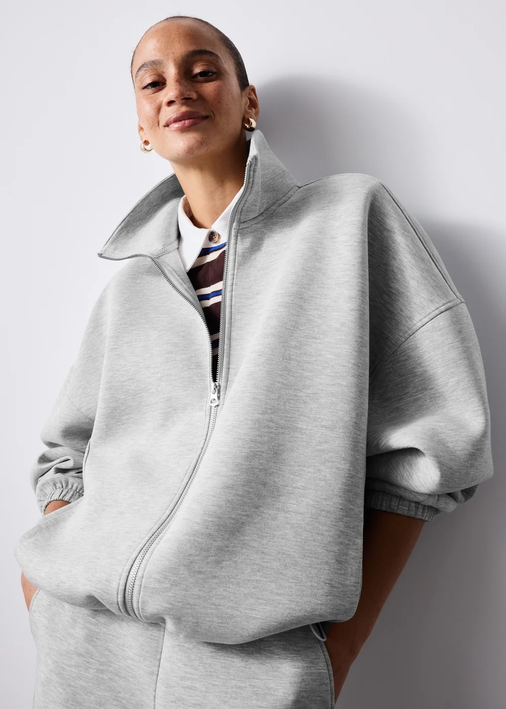 Grey Scuba Bungee Hem Jacket - M Image 1