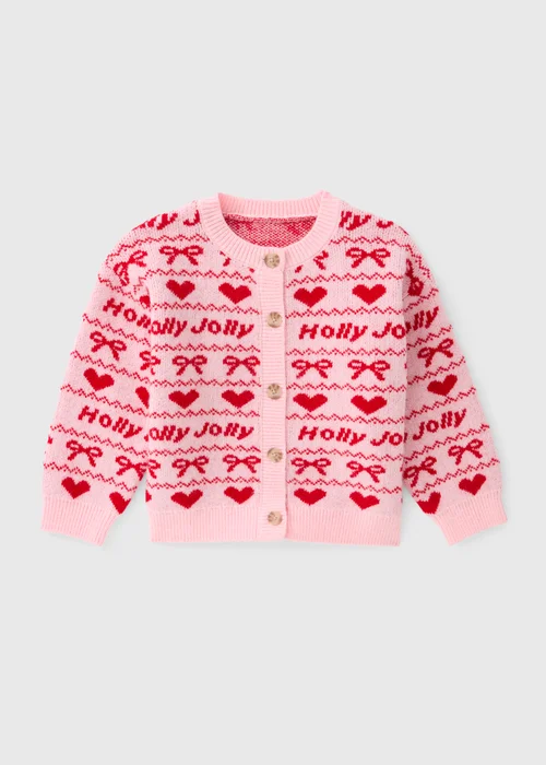 Girls' Multi Christmas Holly Jolly Cardigan (1-8 Yrs) - 1-1.5 Yrs Image 1