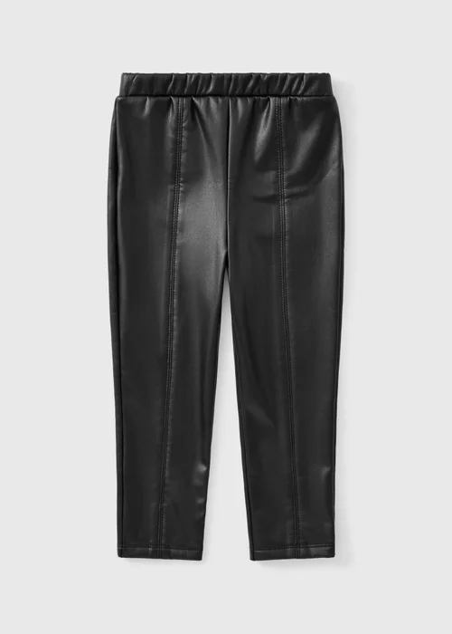 Girls' Black PU Leggings - 1-1.5 Yrs Image 1