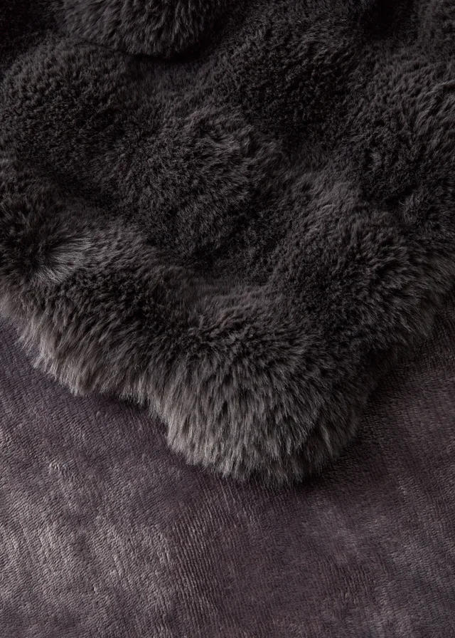 Grey Bubble Faux Fur Throw