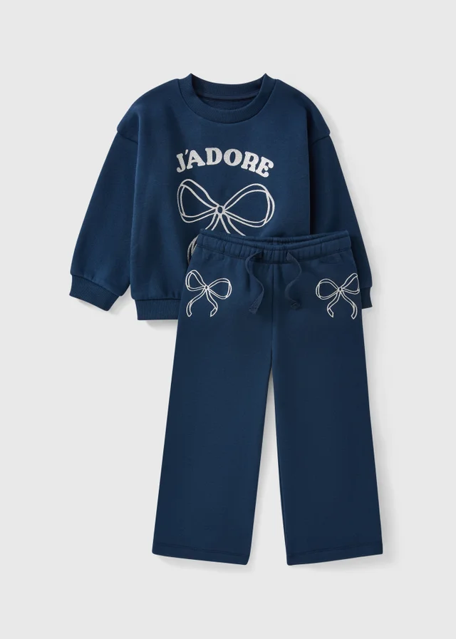 Girls' Navy J'adore Sweat Jog Set (1-8 Yrs)