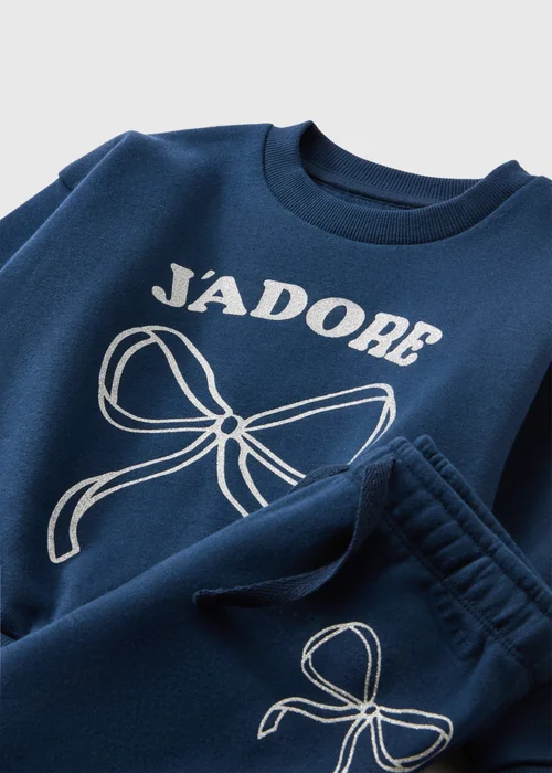 Girls' Navy J'adore Sweat Jog Set (1-8 Yrs) - 1-1.5 Yrs Image 2