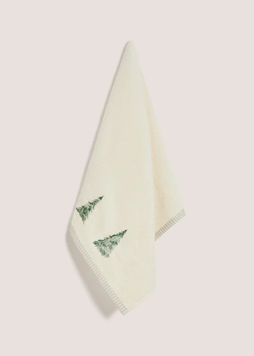 Cream Christmas Tree Towel - Hand Towel Image 1