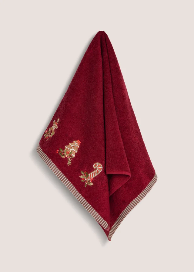 Burgundy Gingerbread Embossed Towel