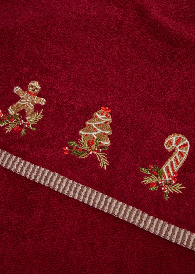 Burgundy Gingerbread Embossed Towel