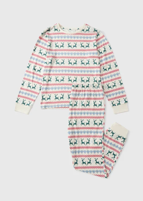 Cream Reindeer Fairisle Matching Family Christmas Pyjamas - XS Image 4